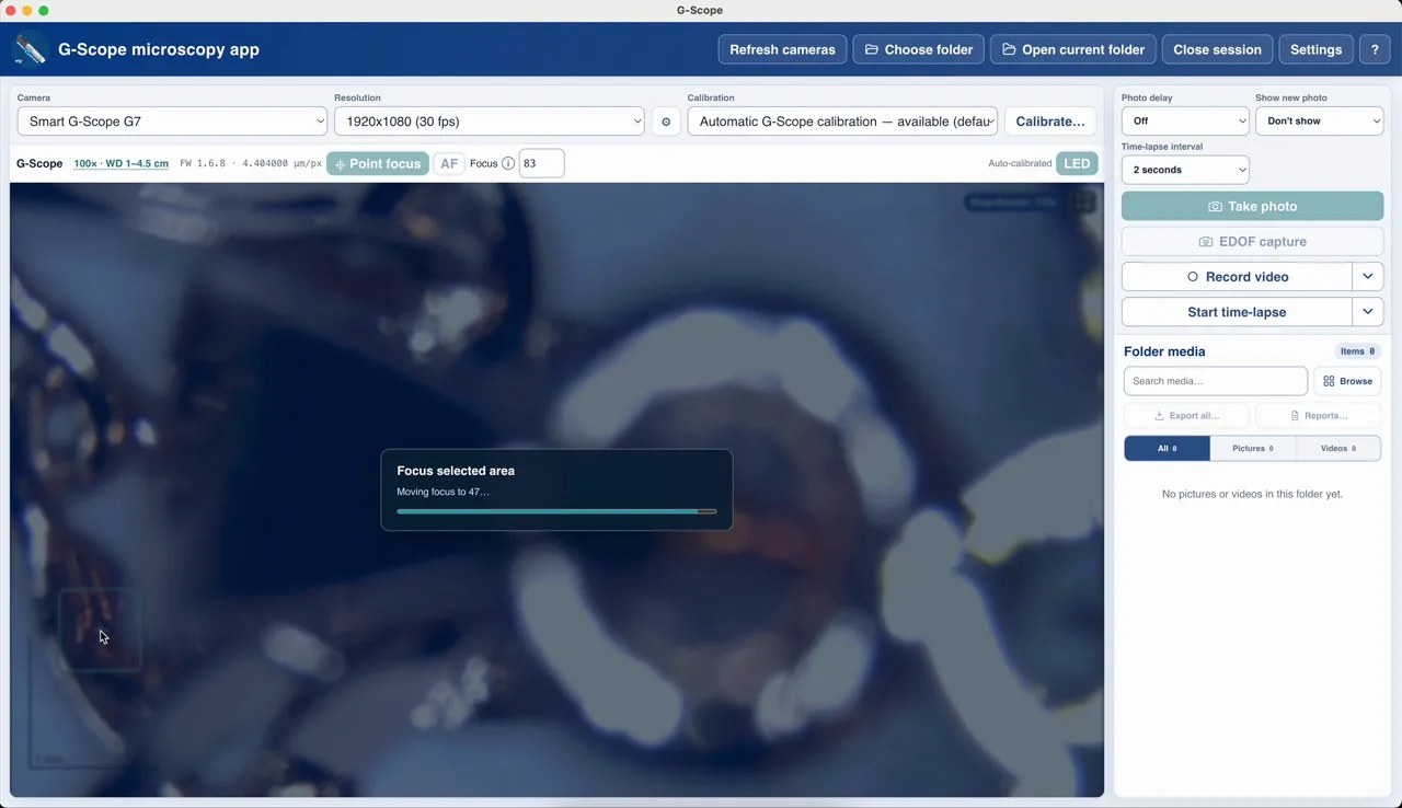 Click-to-focus demo on another specimen