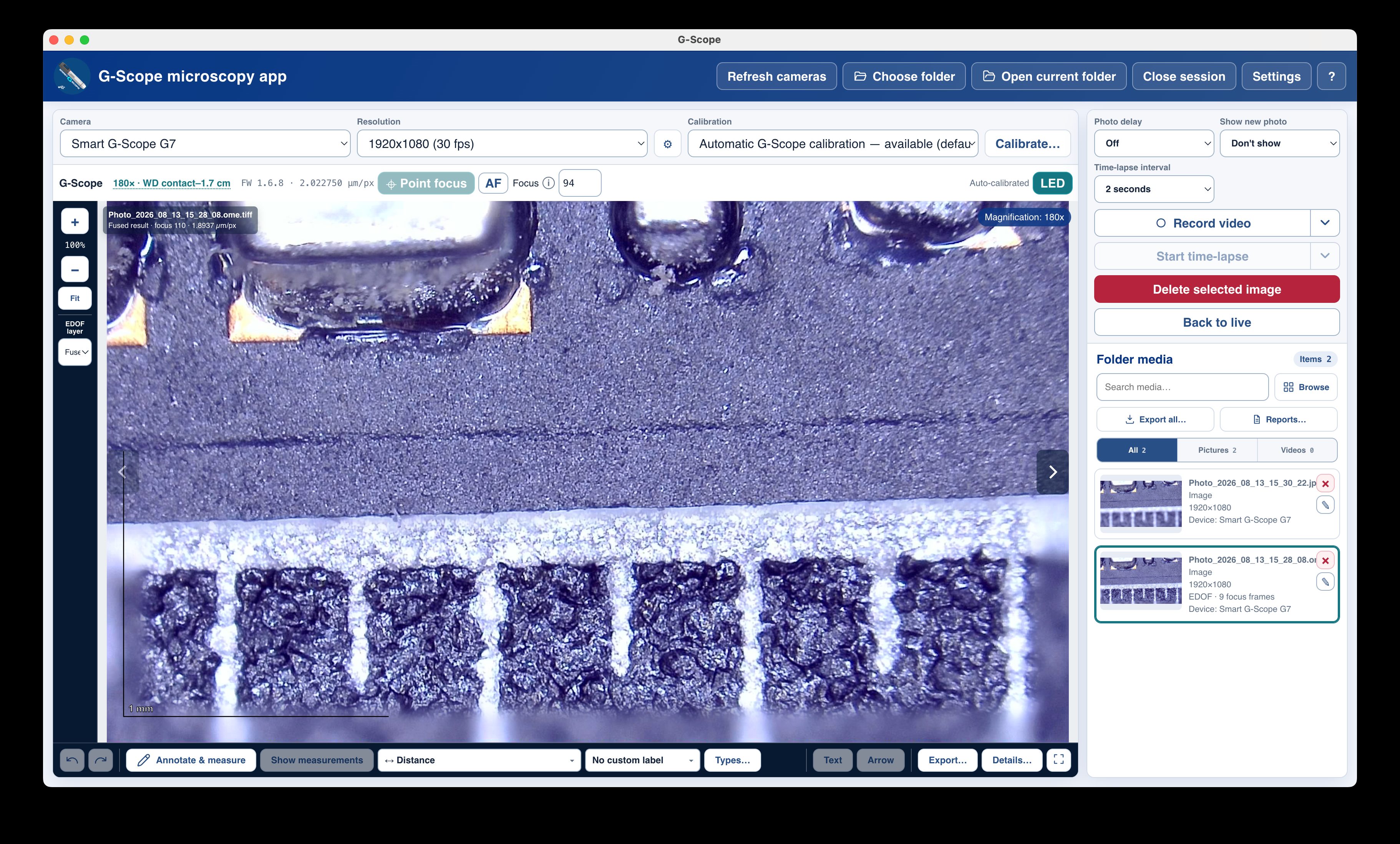 EDOF capture on a Smart G-Scope