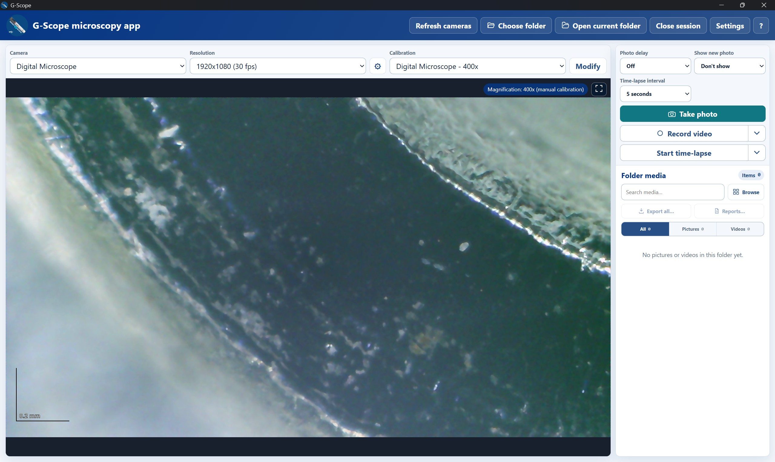 Toproview DM023A live view at 1920 by 1080 in G-Scope Desktop on Windows